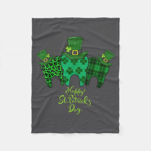 Happy St Patrick's Day Dental Istant Tooth Patrick フリースブランケット (正面)