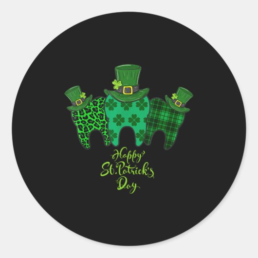 Happy St Patrick's Day Dental Istant Tooth Patrick ラウンドシール (正面)