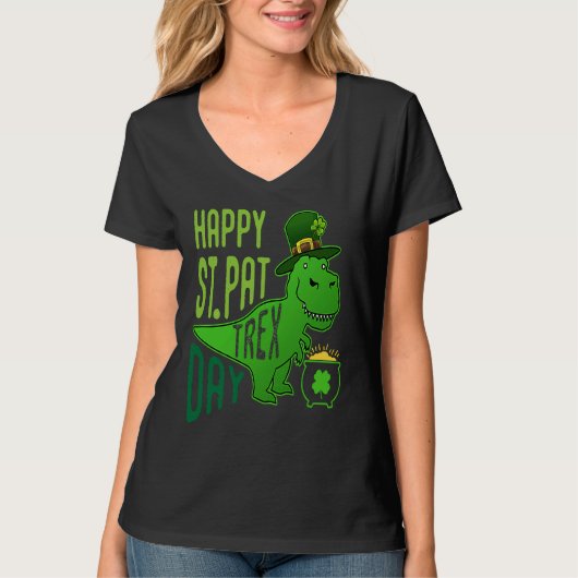 Happy St Patricks Day Dinosaur Dino Saurus Irish S Tシャツ (正面)