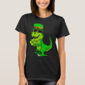 Happy St Patrick's Day Dinosaur Rex Lucky Shamrock Tシャツ (正面)