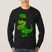 Happy St Patrick's Day Dinosaur Rex Lucky Shamrock Tシャツ (正面)