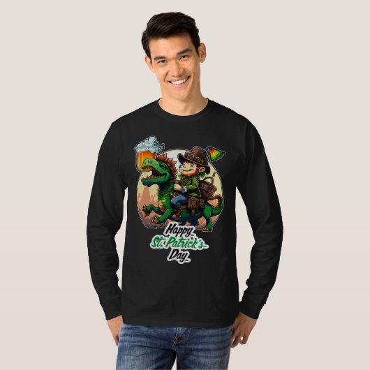 Happy St Patricks Day Dinosaur St Pat Rex Day Todd Tシャツ (正面フル)