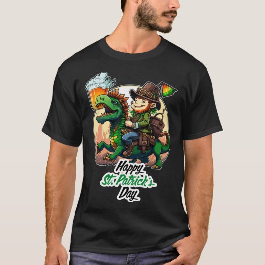 Happy St Patricks Day Dinosaur St Pat Rex Day Todd Tシャツ (正面)