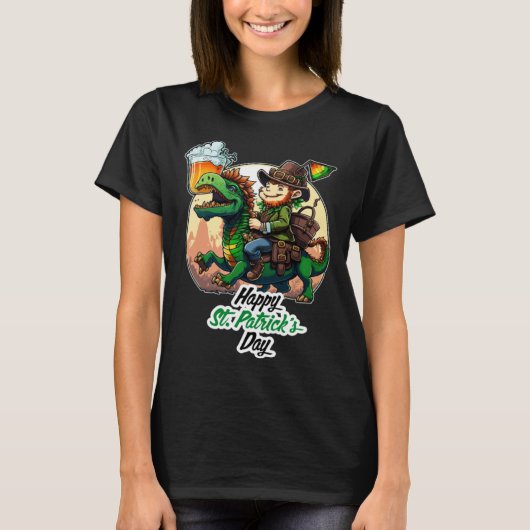 Happy St Patricks Day Dinosaur St Pat Rex Day Todd Tシャツ (正面)