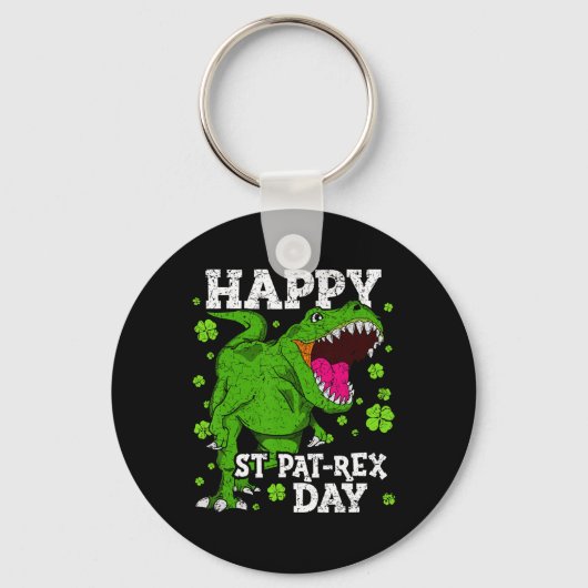 Happy St Patricks Day Dinosaur T-rex Boys Toddler  キーホルダー (正面)