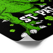 Happy St Patricks Day Dinosaur T-rex Boys Toddler  ポスター (角)