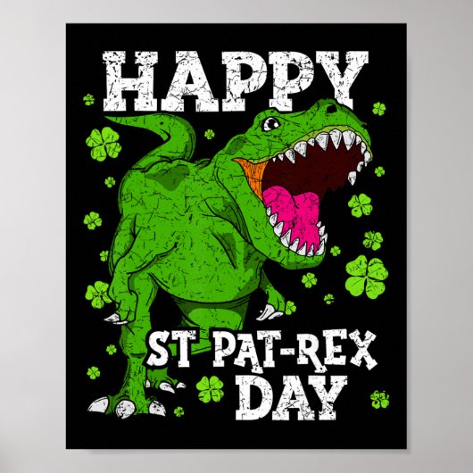 Happy St Patricks Day Dinosaur T-rex Boys Toddler  ポスター (正面)