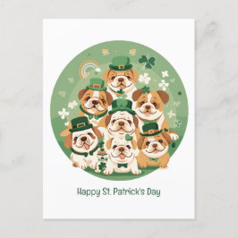 Happy St. Patrick's Day English Bulldogs シーズンポストカード