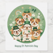 Happy St. Patrick's Day English Bulldogs ワインラベル (シングルラベル)