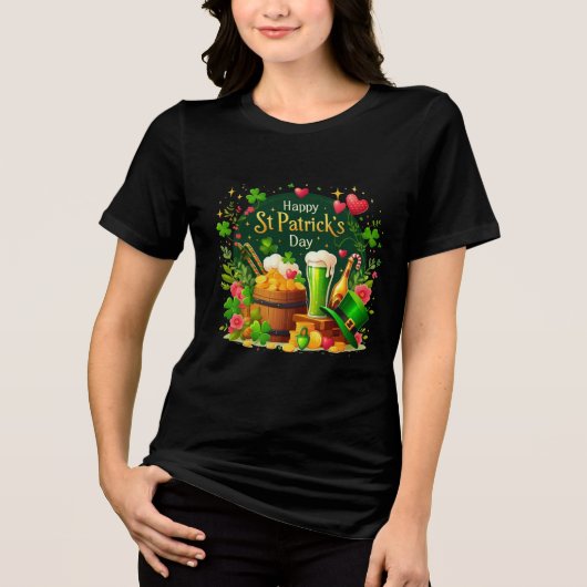 Happy St. Patrick's Day Festive Celebration トライブレンドＴシャツ (正面)