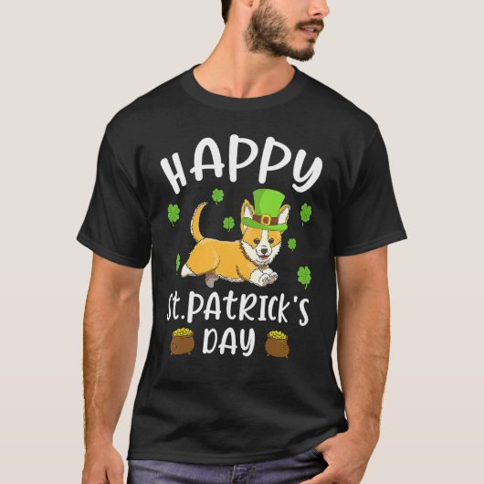 Happy St Patrick's Day Funy Saint Patricks Corgi D Tシャツ (正面)