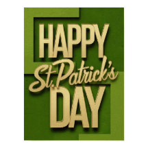 Happy St. Patrick's Day Green金ゴールドポスター