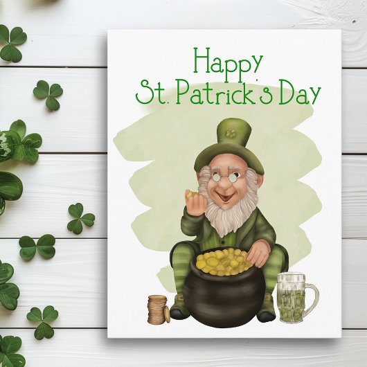 Happy St. Patrick's Day Green Leprechaunポストカード ポストカード