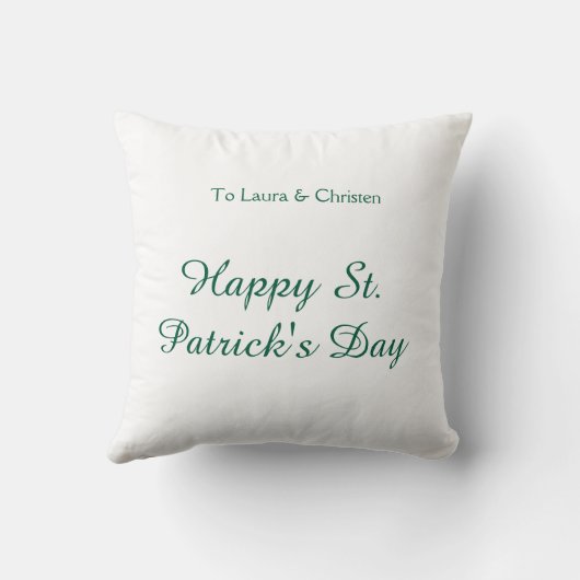 Happy St. Patrick's day green name date simple min クッション (裏面)