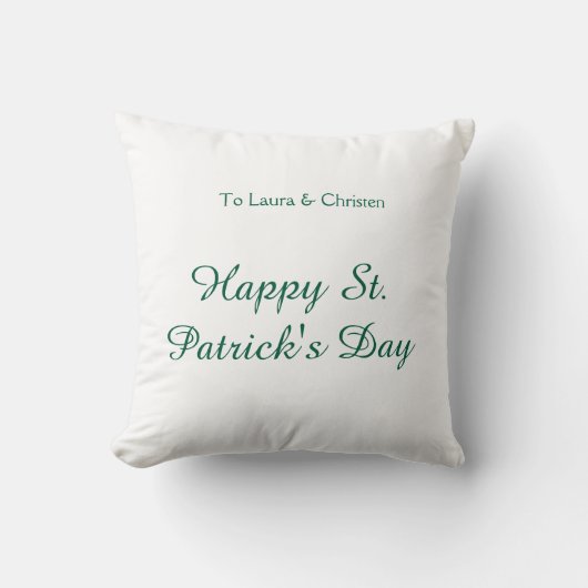 Happy St. Patrick's day green name date simple min クッション (正面)