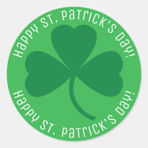 Happy St. Patrick's Day Green Shamrockスタンプ ラウンドシール