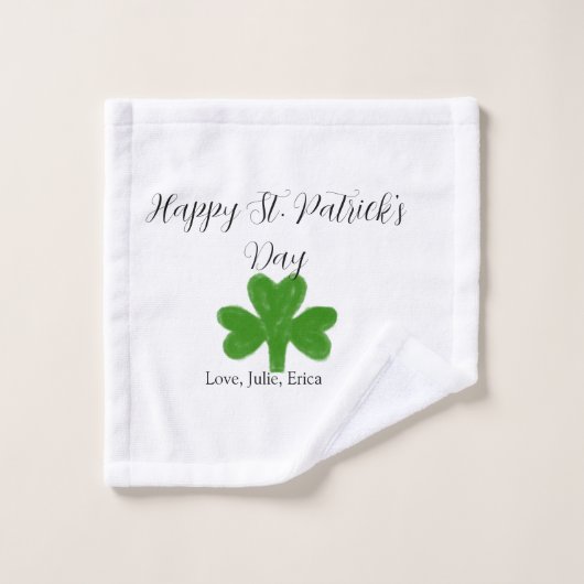 Happy St. Patrick's day green shamrock name  ウォッシュタオル (ウォッシュタオル)