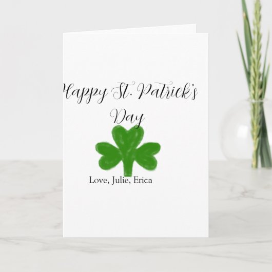 Happy St. Patrick's day green shamrock name  カード (正面)