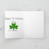 Happy St. Patrick's day green shamrock name  カード (内部)
