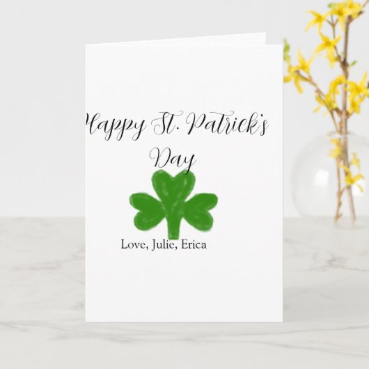 Happy St. Patrick's day green shamrock name  カード (黄色い花)