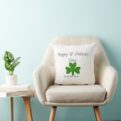 Happy St. Patrick's day green shamrock name  クッション (椅子)