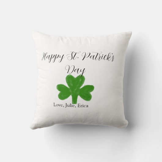 Happy St. Patrick's day green shamrock name  クッション (裏面)