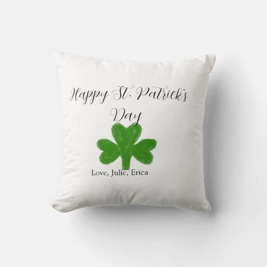 Happy St. Patrick's day green shamrock name  クッション (正面)