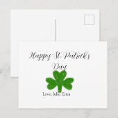 Happy St. Patrick's day green shamrock name  シーズンポストカード (正面/裏面)