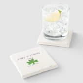 Happy St. Patrick's day green shamrock name  ストーンコースター (横)