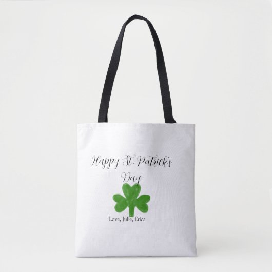 Happy St. Patrick's day green shamrock name  トートバッグ (正面)