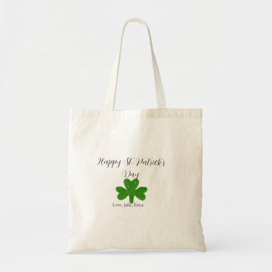 Happy St. Patrick's day green shamrock name  トートバッグ (正面)