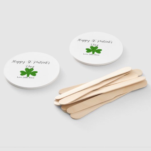 Happy St. Patrick's day green shamrock name  ハンドファン (組立なし)