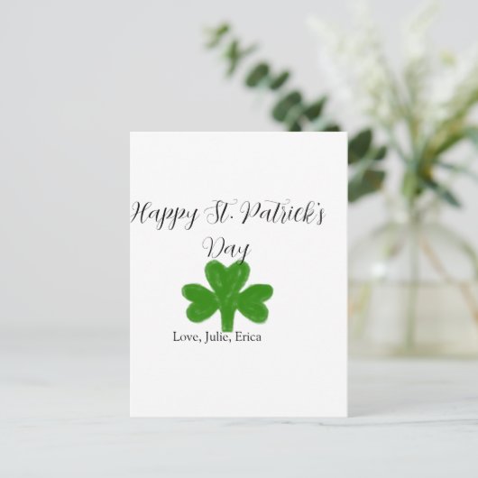 Happy St. Patrick's day green shamrock name ポストカード (スタンド正面)