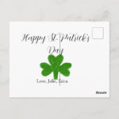 Happy St. Patrick's day green shamrock name  ポストカード (裏面)