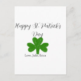 Happy St. Patrick's day green shamrock name  ポストカード