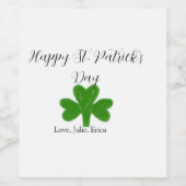 Happy St. Patrick's day green shamrock name  ワインラベル (シングルラベル)