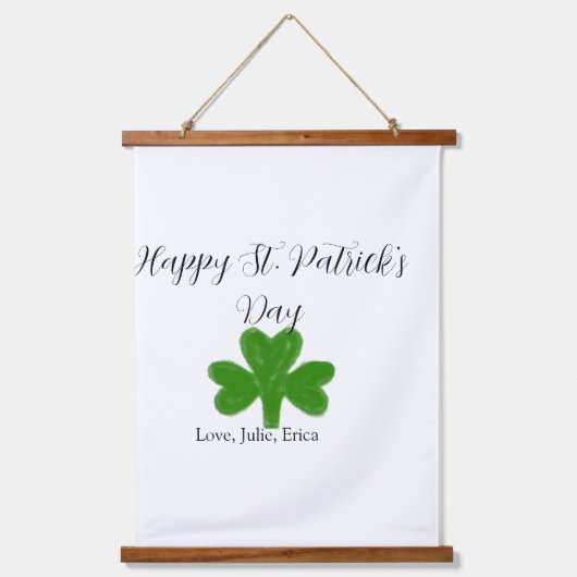Happy St. Patrick's day green shamrock name  吊り下げ型タペストリー (正面)