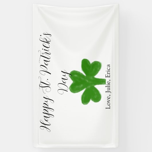 Happy St. Patrick's day green shamrock name  横断幕 (縦)