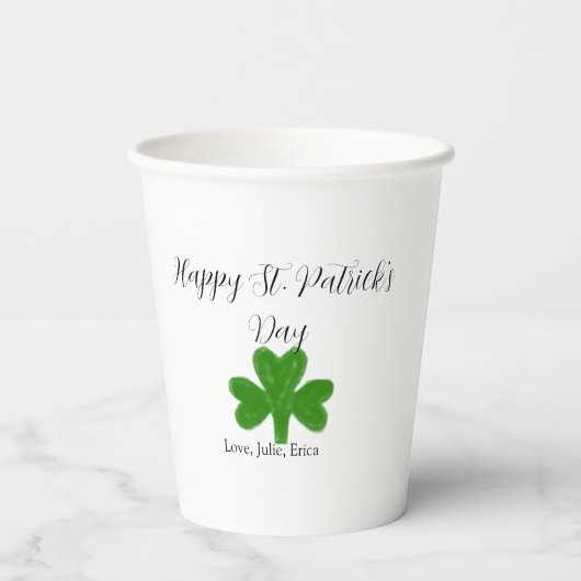 Happy St. Patrick's day green shamrock name  紙コップ (裏面)