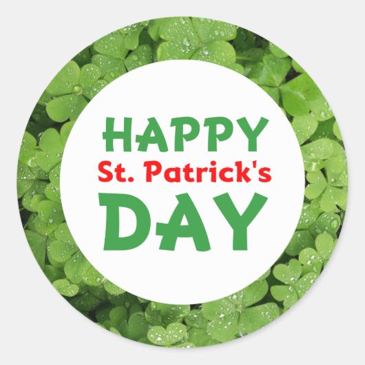 Happy St.Patrick's day green shamrock stickers ラウンドシール (正面)