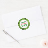 Happy St.Patrick's day green shamrock stickers ラウンドシール (封筒)