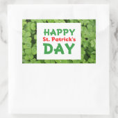 Happy St.Patrick's Day green shamrock stickers. 長方形シール (バッグ)