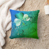 "Happy St. Patrick's Day" Hand-書 W/Shamrock クッション (ブランケット)