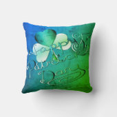 "Happy St. Patrick's Day" Hand-書 W/Shamrock クッション (裏面)