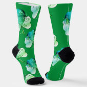 "Happy St. Patrick's Day" Hand-writte w/Shamrocks ソックス (傾斜あり)