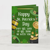 Happy St. Patrick's Day - Irish Blessing & Ornate カード (正面)