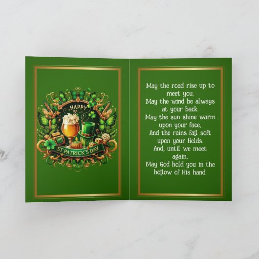 Happy St. Patrick's Day - Irish Blessing & Ornate カード (内部)