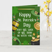 Happy St. Patrick's Day - Irish Blessing & Ornate カード (黄色い花)