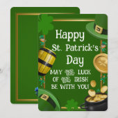 Happy St. Patrick's Day - Irish Blessing & Ornate 招待状 (正面/裏面)
