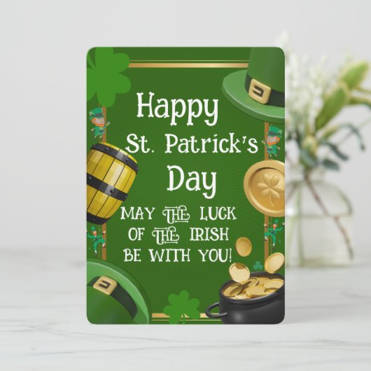 Happy St. Patrick's Day - Irish Blessing & Ornate 招待状 (スタンド正面)